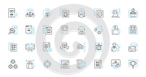 Trade Wares linear icons set. Exchange, Barter, Commerce, Goods, Merchandise, Swap, Negotiate line vector and concept