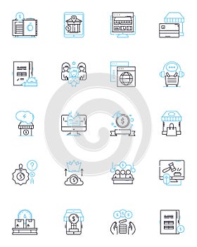 Trade Wares linear icons set. Exchange, Barter, Commerce, Goods, Merchandise, Swap, Negotiate line vector and concept