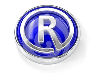 Trademark icon on glossy blue round button
