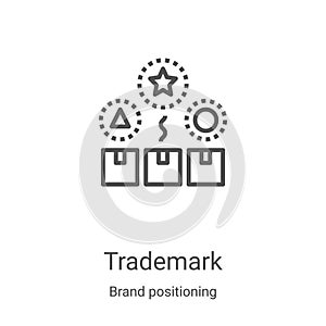 trademark icon vector from brand positioning collection. Thin line trademark outline icon vector illustration. Linear symbol for