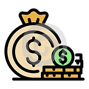 Trader coin stack icon color outline vector