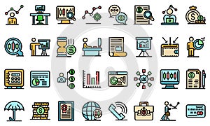 Trader icons set vector flat