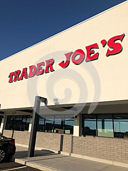 Trader Joe`s Exterior and Sign.