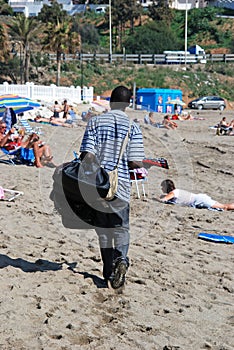 Trader on the La Cala de Mijas beach, Spain.