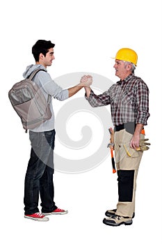 Tradesmen making a pact photo