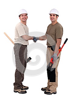 Tradesmen shaking hands photo