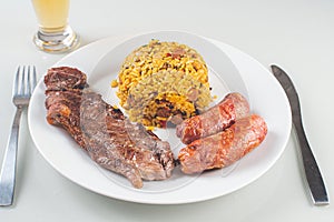 Tradicional Brazilian Rice and beans dish for delivery baiÃ£o de dois