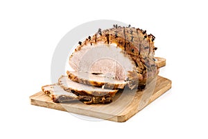 Tradicional homemade honey Glazed Ham for holidays isolated