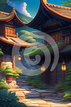 Tradicional pattern, medieval traditional pattern made by ghibli, makoto shinkai, in watercolor gouache detailed painting, in