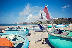 Tradicional round vietnam boat