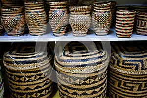 Tradicional straw baskets on Amazon shop photo