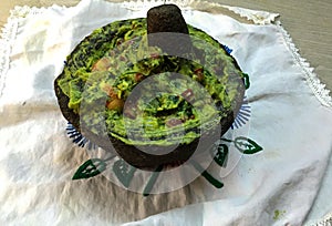 Guacamole in a stone molcajete