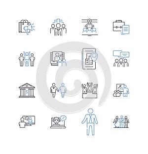 Trading activity line icons collection. Stocks, Commodities, Currencies, Securities, Options, Futures, Exchanges vector