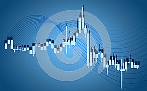 Trading background, wallpaper. Financial candlestick chart, support and resistance level chart. Charts for Forex trading