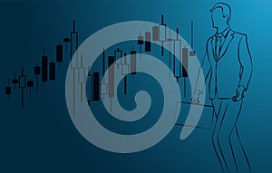 Trading background, wallpaper. Financial candlestick chart, support and resistance level chart. Charts for Forex trading