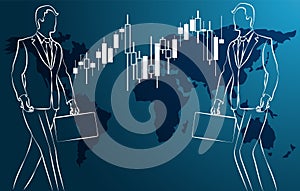 Trading background, wallpaper. Financial candlestick chart, support and resistance level chart. Charts for Forex trading