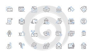 Trading center line icons collection. Exchange, Market, Platform, Broker, Trading, Stocks, Futures vector and linear photo