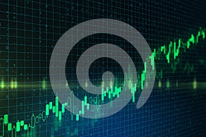 Trading concept with graphs going up at abstract binary code background