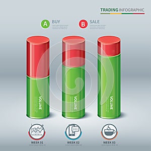 Trading cylindrical bars infographic photo