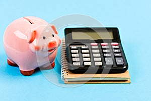 Trading exchange. Trade market. Finance department. Credit debt concept. Economics and finance. Calculate profit. Piggy