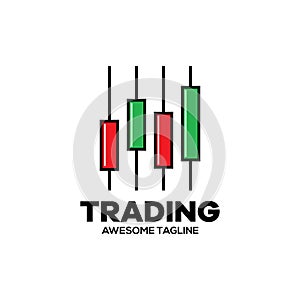 Trading financial vector logo. candlestick trading. trading stock symbol. market chart sign