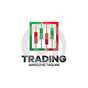 Trading financial vector logo. candlestick trading. trading stock symbol. market chart sign