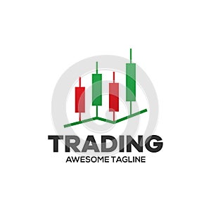 Trading financial vector logo. candlestick trading. trading stock symbol. market chart sign