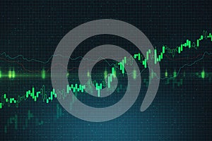 Trading and growth concept with graphs going up at abstract binary code background