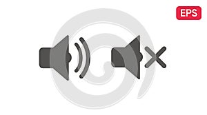 Vector sound icon, speaker sign on and off.