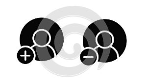 Add User Icon. Vector flat black and white set of add user illustration