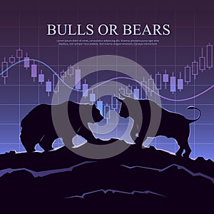 Trading illustration. The bulls and bears.