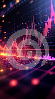 Trading market analysis with colorful data visualization and dynamic charts in a digital environment