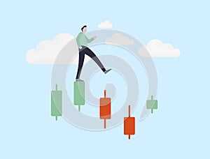 Trading mistakes, volatility on crypto and stock market, risk and uncertainty. A novice businessman underestimate the photo