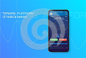Trading mobile interface for stock exchange.