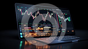 Trading platform interface with infographic elements. AI Generative