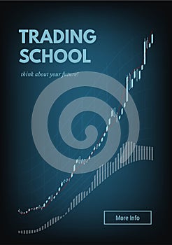 Trading school banner concept, financial literacy education