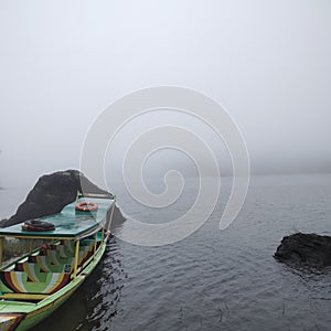 Tradional boat in the lake photo