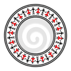 Tradional round frame with romanian folk dance
