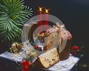 Tradirional Christmas Foods. Panettone Cake.