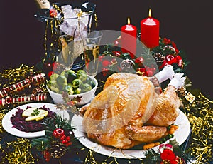 Tradirional Christmas Foods. Roast Turkey.