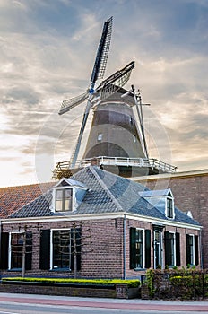 Tradirional Dutch mill in Ede, Gelderland, Netherlands