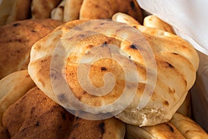 Tradition arabic bread - Pita, at city market