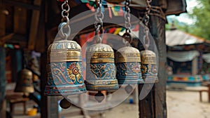 tradition asian bell in Buddha temple complex