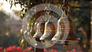 tradition asian bell in Buddha temple complex