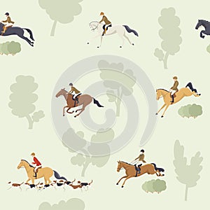 Tradition fox hunting with horse riders