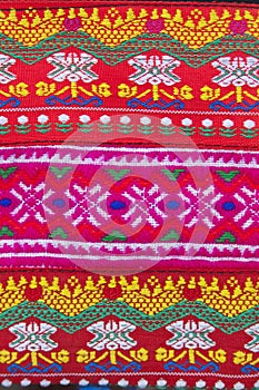 Tradition handwork fabric of hill tribe background,Thailand