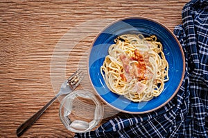 Tradition Italian food pasta carbonara, Spaghetti with bacon, ha