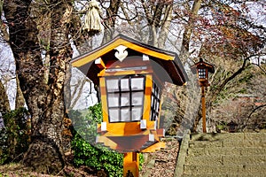 Tradition lantern made from wood in Japanese temple