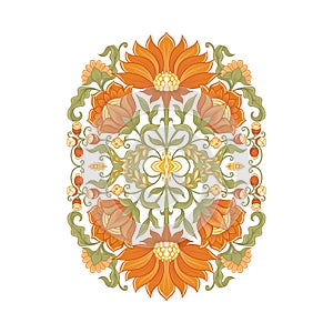 Tradition mughal motif, fantasy flowers