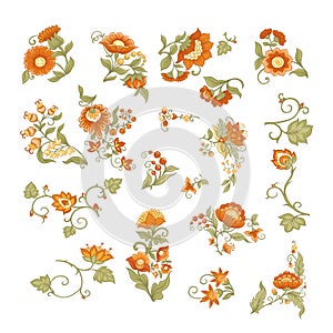 Tradition mughal motif, fantasy flowers